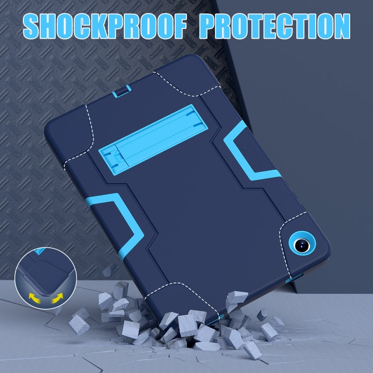 For Samsung Galaxy Tab A9+ Contrast Color Silicone PC Tablet Case with Holder(Navy Blue + Blue) by buy2fix