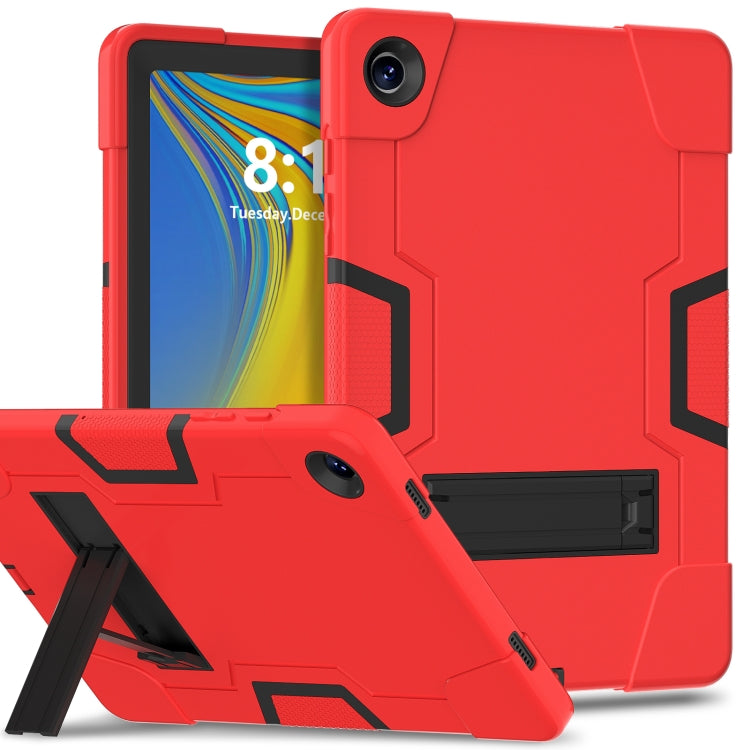 For Samsung Galaxy Tab A9+ Contrast Color Silicone PC Tablet Case with Holder(Red + Black) - Galaxy Tab A9+ by buy2fix | Online Shopping UK | buy2fix