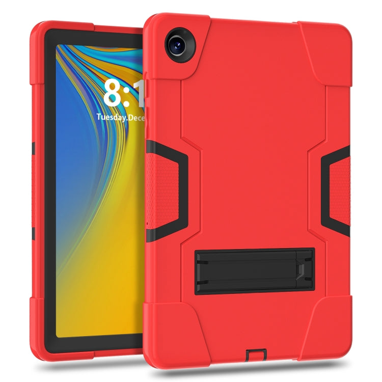 For Samsung Galaxy Tab A9+ Contrast Color Silicone PC Tablet Case with Holder(Red + Black) - Galaxy Tab A9+ by buy2fix | Online Shopping UK | buy2fix