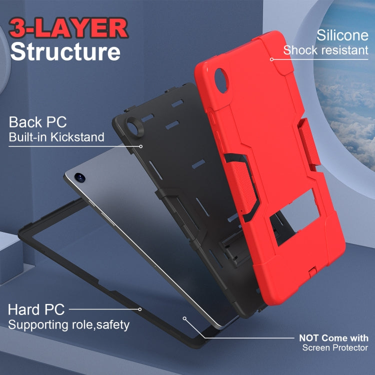 For Samsung Galaxy Tab A9+ Contrast Color Silicone PC Tablet Case with Holder(Red + Black) - Galaxy Tab A9+ by buy2fix | Online Shopping UK | buy2fix