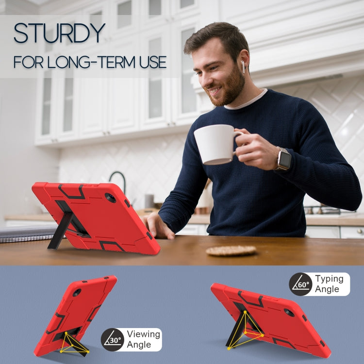 For Samsung Galaxy Tab A9+ Contrast Color Silicone PC Tablet Case with Holder(Red + Black) - Galaxy Tab A9+ by buy2fix | Online Shopping UK | buy2fix