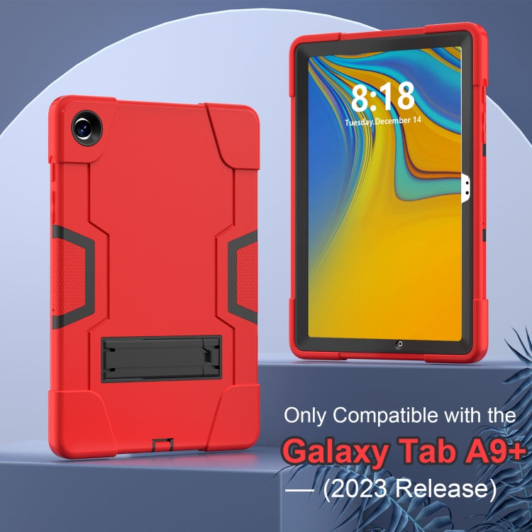 For Samsung Galaxy Tab A9+ Contrast Color Silicone PC Tablet Case with Holder(Red + Black) - Galaxy Tab A9+ by buy2fix | Online Shopping UK | buy2fix