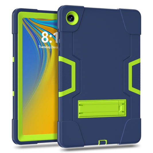 For Samsung Galaxy Tab A9+ Contrast Color Silicone PC Tablet Case with Holder(Navy Blue + Green) - Galaxy Tab A9+ by buy2fix | Online Shopping UK | buy2fix