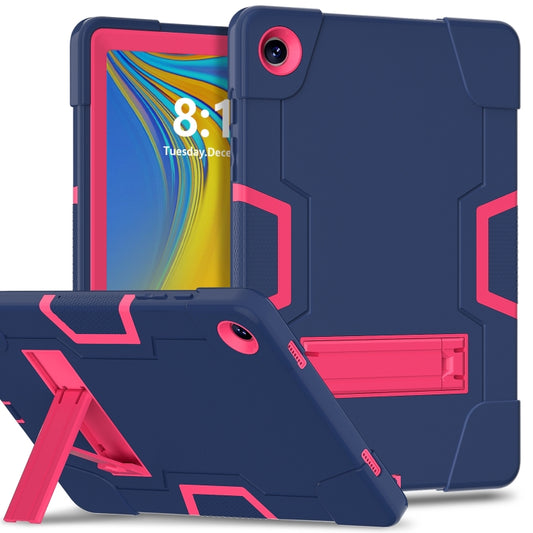For Samsung Galaxy Tab A9+ Contrast Color Silicone PC Tablet Case with Holder(Navy Blue + Rose Red) - Galaxy Tab A9+ by buy2fix | Online Shopping UK | buy2fix