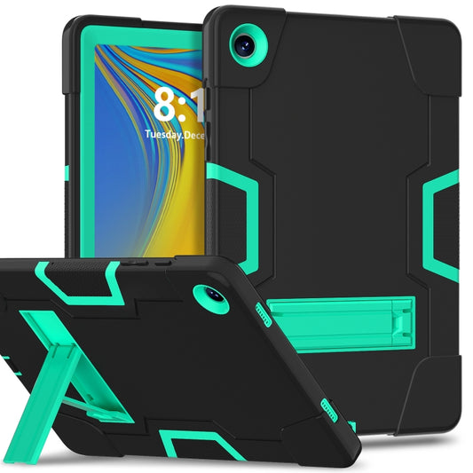 For Samsung Galaxy Tab A9+ Contrast Color Silicone PC Tablet Case with Holder(Black + Mint Green) - Galaxy Tab A9+ by buy2fix | Online Shopping UK | buy2fix