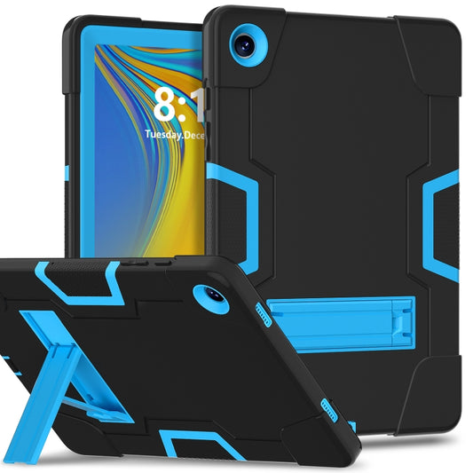 For Samsung Galaxy Tab A9+ Contrast Color Silicone PC Tablet Case with Holder(Black + Blue) - Galaxy Tab A9+ by buy2fix | Online Shopping UK | buy2fix