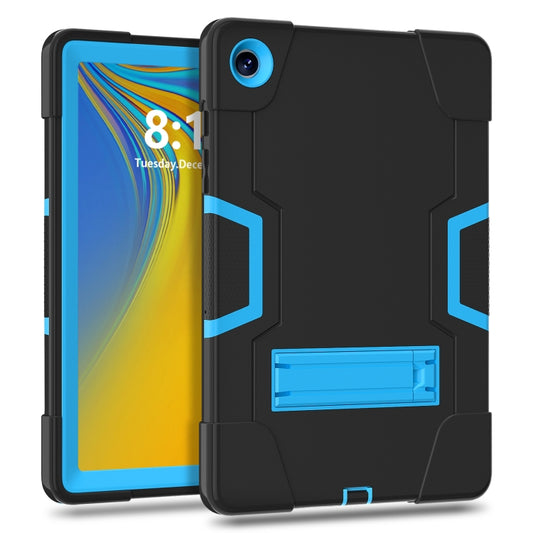 For Samsung Galaxy Tab A9+ Contrast Color Silicone PC Tablet Case with Holder(Black + Blue) - Galaxy Tab A9+ by buy2fix | Online Shopping UK | buy2fix
