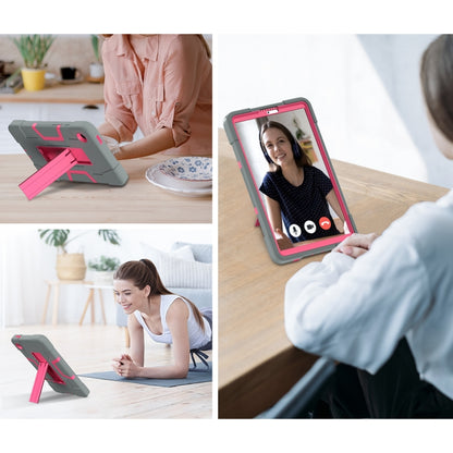 For Samsung Galaxy Tab A9 Contrast Color Silicone PC Tablet Case with Holder(Grey + Rose Red) by buy2fix