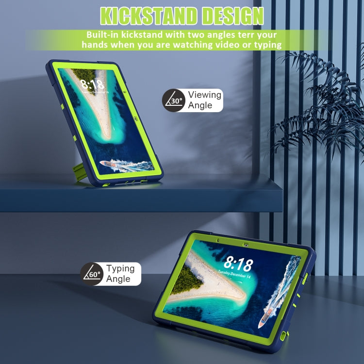 For Lenovo Tab M10 5G 10.6 inch Contrast Color Silicone PC Tablete Case with Holder(Navy Blue + Green) - Lenovo by buy2fix | Online Shopping UK | buy2fix