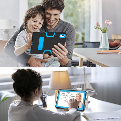 For Lenovo Tab M10 5G 10.6 inch Contrast Color Silicone PC Tablete Case with Holder(Black + Blue) - Lenovo by buy2fix | Online Shopping UK | buy2fix