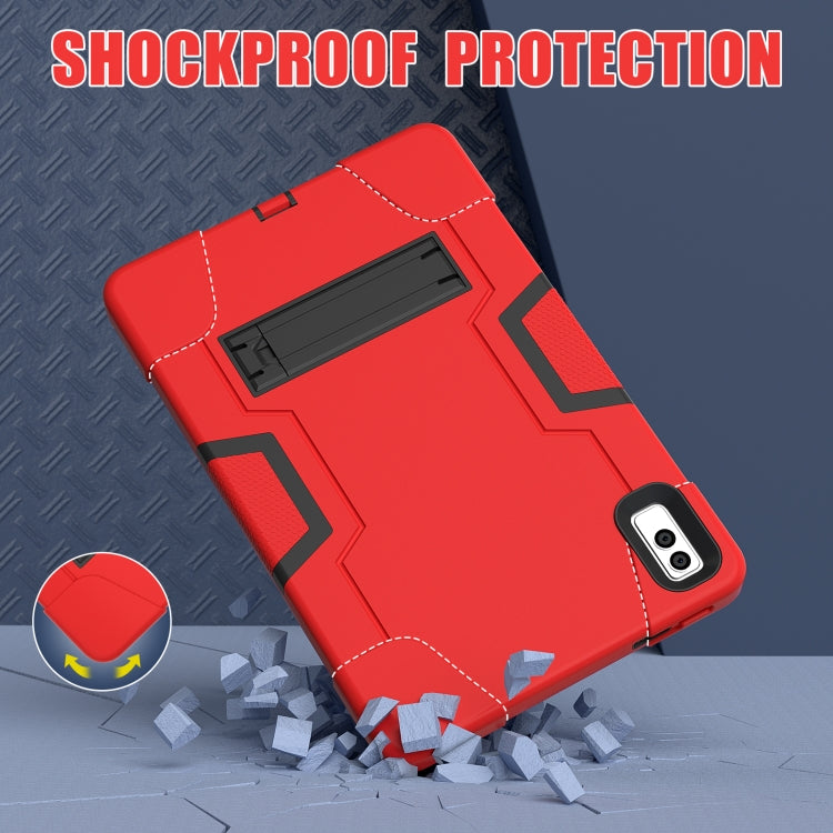 For Lenovo Tab M10 5G 10.6 inch Contrast Color Silicone PC Tablete Case with Holder(Red Black) - Lenovo by buy2fix | Online Shopping UK | buy2fix