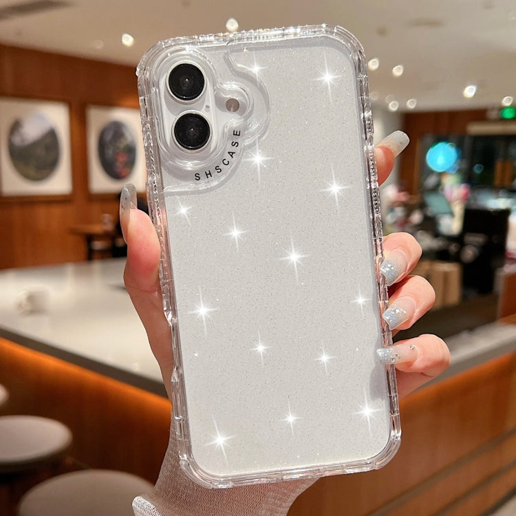 For iPhone 16 Plus Glitter Powder 3-in-1 TPU + PC Phone Case(Transparent) by buy2fix