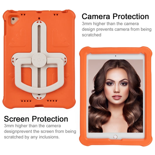 For iPad Air 2 / 9.7 2017 / 2018 Shield 360 Rotation Handle EVA Shockproof PC Tablet Case(Orange Beige) - iPad 9.7 (2018) & (2017) Cases by buy2fix | Online Shopping UK | buy2fix