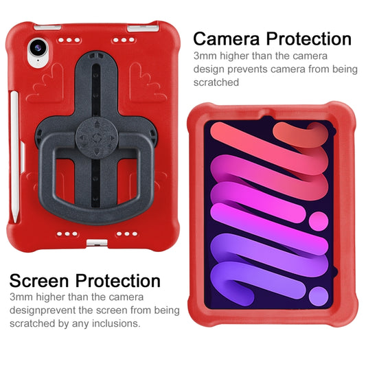 For iPad mini 6 2021 / mini 2024 Shield 360 Rotation Handle EVA Shockproof PC Tablet Case(Red Black) - iPad mini 6 Cases by buy2fix | Online Shopping UK | buy2fix