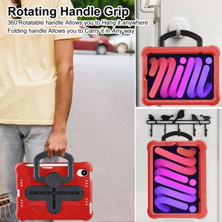 For iPad mini 6 2021 / mini 2024 Shield 360 Rotation Handle EVA Shockproof PC Tablet Case(Red Black) - iPad mini 6 Cases by buy2fix | Online Shopping UK | buy2fix