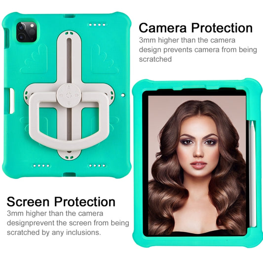 For iPad Pro 11 2025 / 2024 Shield 360 Rotation Handle EVA Shockproof PC Tablet Case(Mint Green Beige) by buy2fix