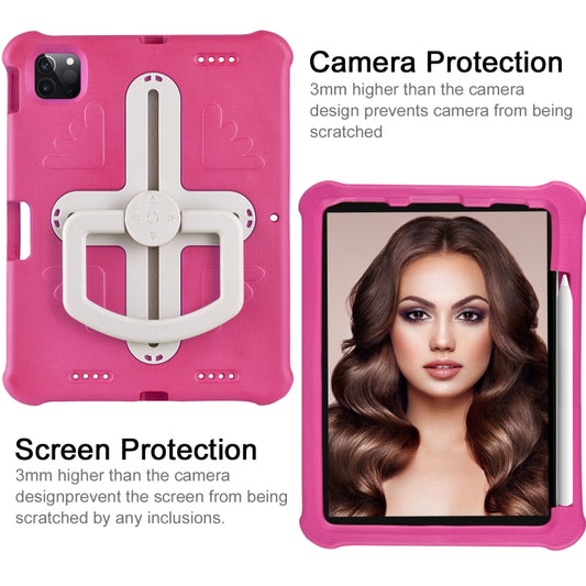 For iPad Air 11 2024  / 2025 Shield 360 Rotation Handle EVA Shockproof PC Tablet Case(Rose Red Beige) - iPad Air 11 2025 / 2024 Cases by buy2fix | Online Shopping UK | buy2fix