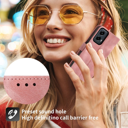 For Motorola Moto G Stylus 5G 2024 Skin Feel Flowers Embossed Wallet Leather Phone Case(Pink) by buy2fix