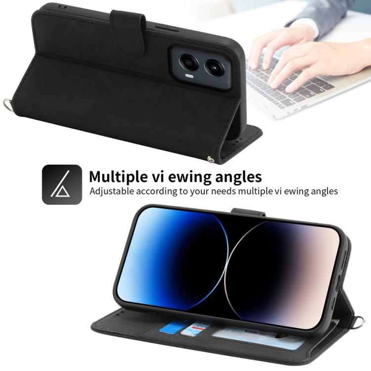 For Motorola Moto G Stylus 5G 2024 Skin Feel Flowers Embossed Wallet Leather Phone Case(Black) by buy2fix