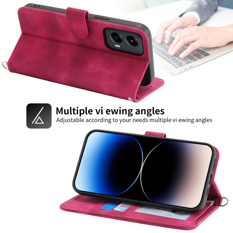 For Motorola Moto G Stylus 5G 2024 Skin Feel Flowers Embossed Wallet Leather Phone Case(Wine Red) by buy2fix