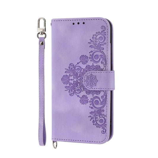 For Motorola Moto G Stylus 5G 2024 Skin Feel Flowers Embossed Wallet Leather Phone Case(Purple) by buy2fix