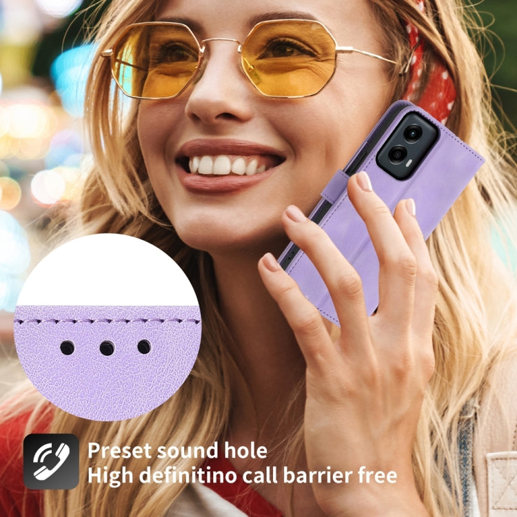 For Motorola Moto G Stylus 5G 2024 Skin Feel Flowers Embossed Wallet Leather Phone Case(Purple) by buy2fix