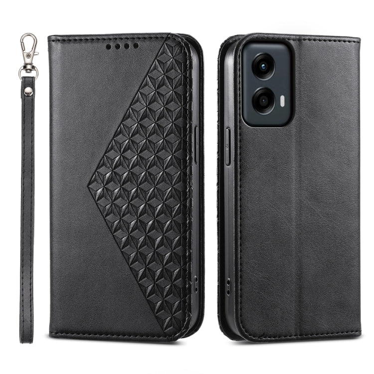 For Motorola Moto G Stylus 5G 2024 Cubic Grid Calf Texture Magnetic Leather Phone Case(Black) by buy2fix