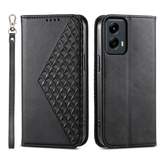 For Motorola Moto G Stylus 5G 2024 Cubic Grid Calf Texture Magnetic Leather Phone Case(Black) by buy2fix