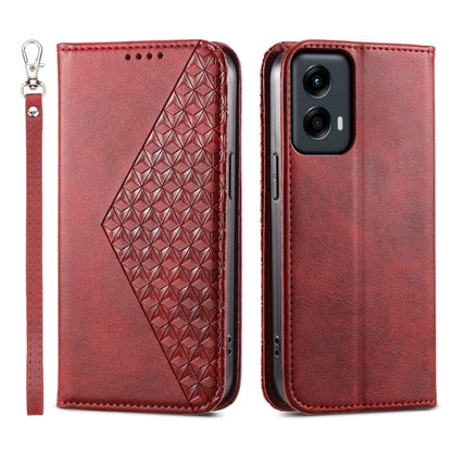 For Motorola Moto G Stylus 5G 2024 Cubic Grid Calf Texture Magnetic Leather Phone Case(Red) by buy2fix