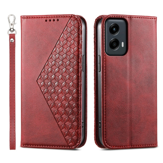 For Motorola Moto G Stylus 5G 2024 Cubic Grid Calf Texture Magnetic Leather Phone Case(Red) by buy2fix