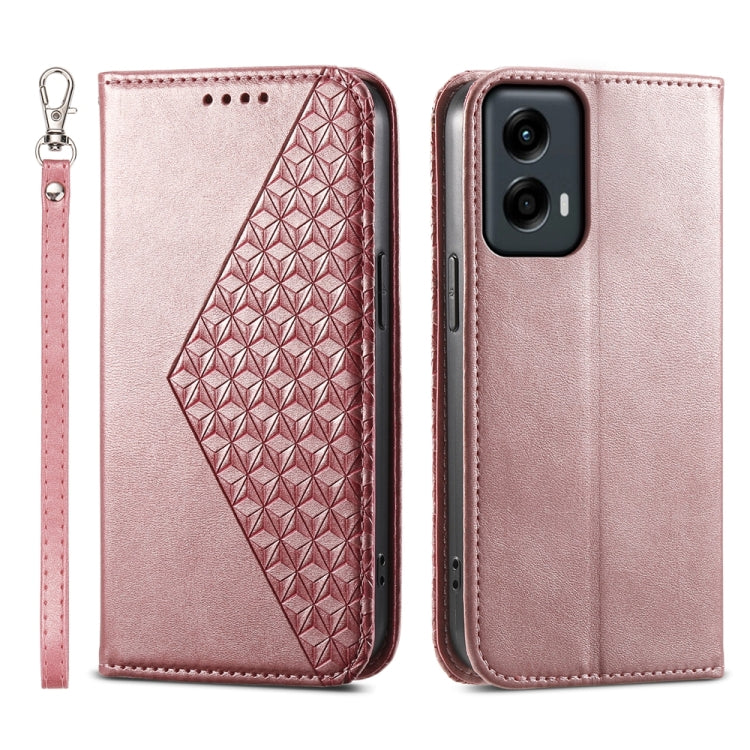 For Motorola Moto G Stylus 5G 2024 Cubic Grid Calf Texture Magnetic Leather Phone Case(Rose Gold) by buy2fix