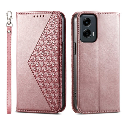 For Motorola Moto G Stylus 5G 2024 Cubic Grid Calf Texture Magnetic Leather Phone Case(Rose Gold) by buy2fix