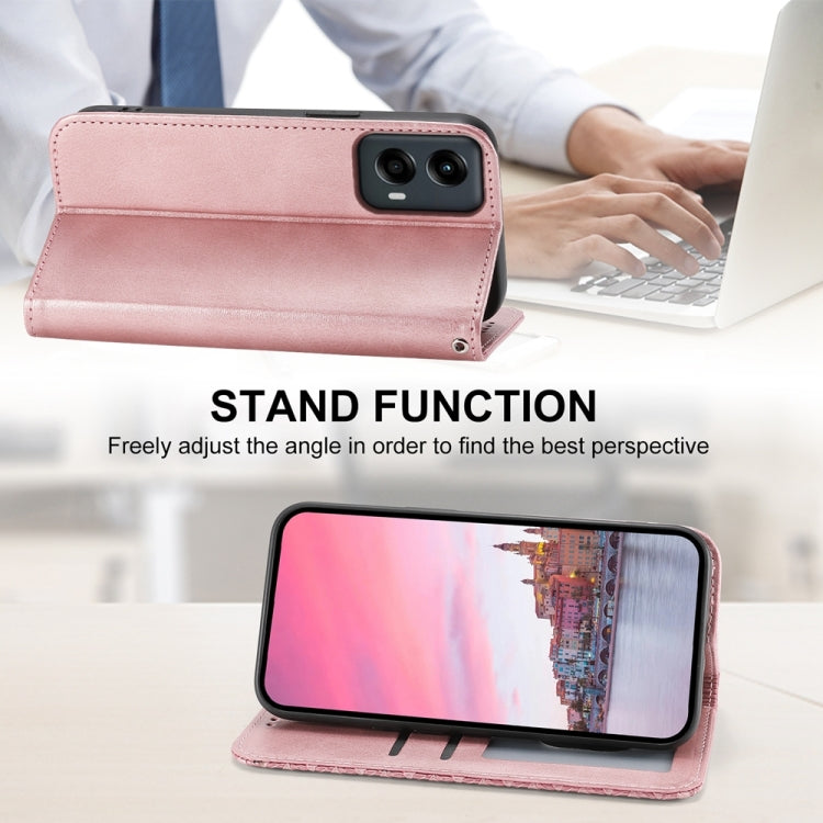 For Motorola Moto G Stylus 5G 2024 Cubic Grid Calf Texture Magnetic Leather Phone Case(Rose Gold) by buy2fix