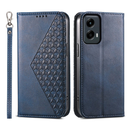 For Motorola Moto G Stylus 5G 2024 Cubic Grid Calf Texture Magnetic Leather Phone Case(Blue) by buy2fix
