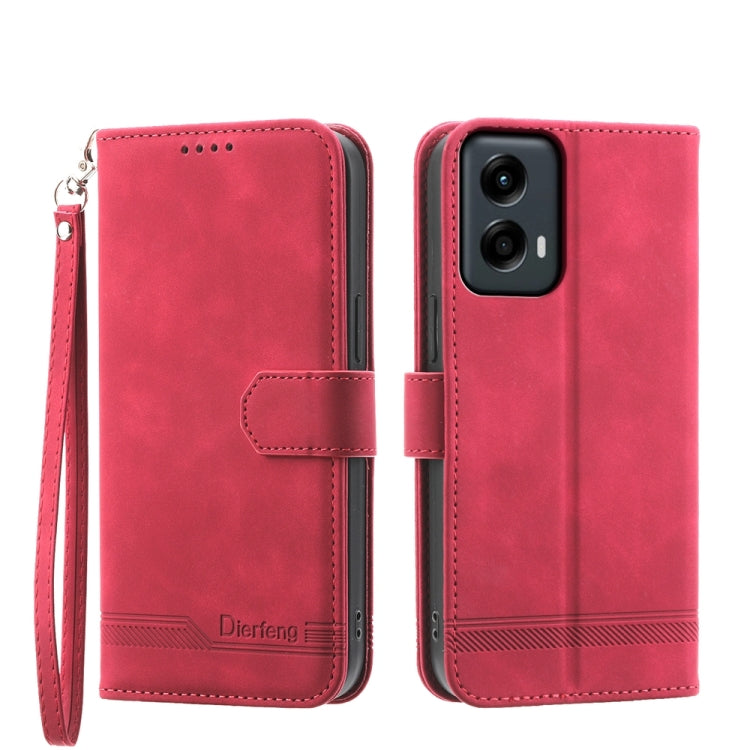 For Motorola Moto G Stylus 5G 2024 Dierfeng Dream Line TPU Hybrid PU Leather Phone Case(Red) by buy2fix