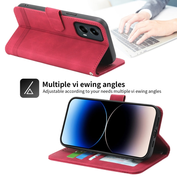 For Motorola Moto G Stylus 5G 2024 Dierfeng Dream Line TPU Hybrid PU Leather Phone Case(Red) by buy2fix