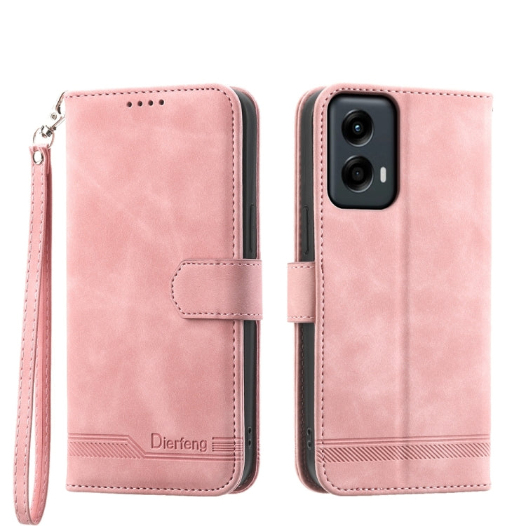 For Motorola Moto G Stylus 5G 2024 Dierfeng Dream Line TPU Hybrid PU Leather Phone Case(Pink) by buy2fix