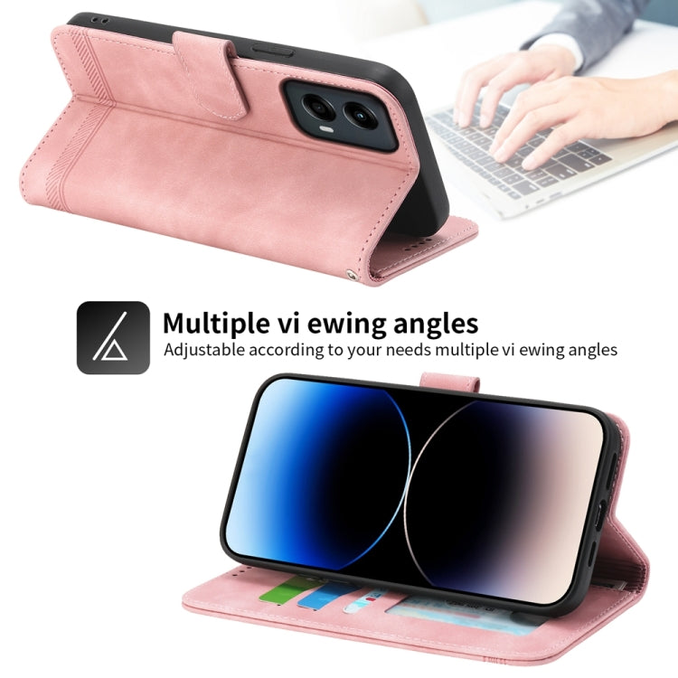 For Motorola Moto G Stylus 5G 2024 Dierfeng Dream Line TPU Hybrid PU Leather Phone Case(Pink) by buy2fix