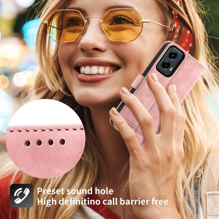 For Motorola Moto G Stylus 5G 2024 Dierfeng Dream Line TPU Hybrid PU Leather Phone Case(Pink) by buy2fix