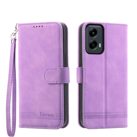 For Motorola Moto G Stylus 5G 2024 Dierfeng Dream Line TPU Hybrid PU Leather Phone Case(Purple) by buy2fix