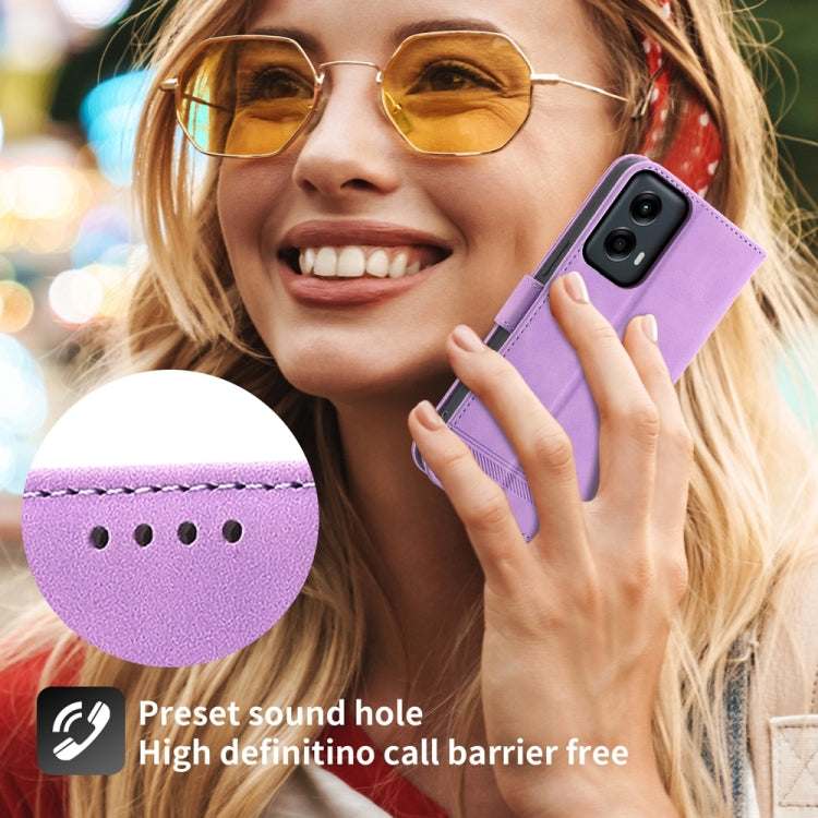 For Motorola Moto G Stylus 5G 2024 Dierfeng Dream Line TPU Hybrid PU Leather Phone Case(Purple) by buy2fix