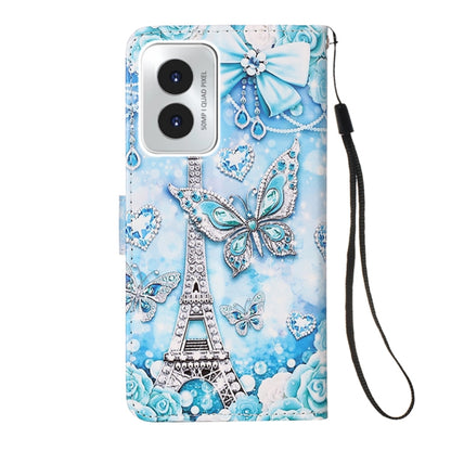 For Motorola Moto G Play 4G 2024 Colored Drawing Pattern Plain Weave Leather Phone Case(Tower Butterfly) by buy2fix
