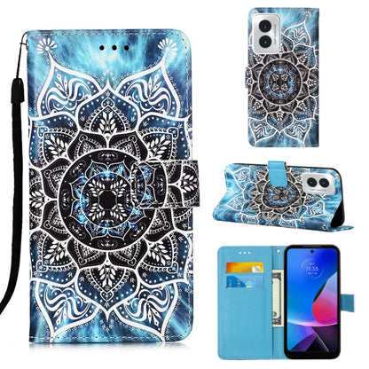 For Motorola Moto G Play 4G 2024 Colored Drawing Pattern Plain Weave Leather Phone Case(Undersea Mandala) by buy2fix