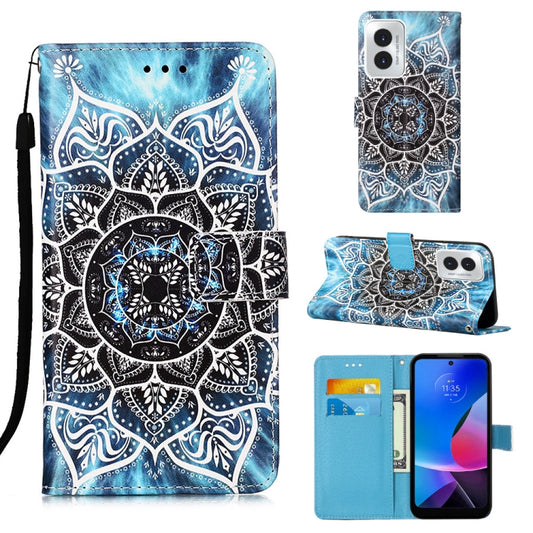 For Motorola Moto G Play 4G 2024 Colored Drawing Pattern Plain Weave Leather Phone Case(Undersea Mandala) by buy2fix