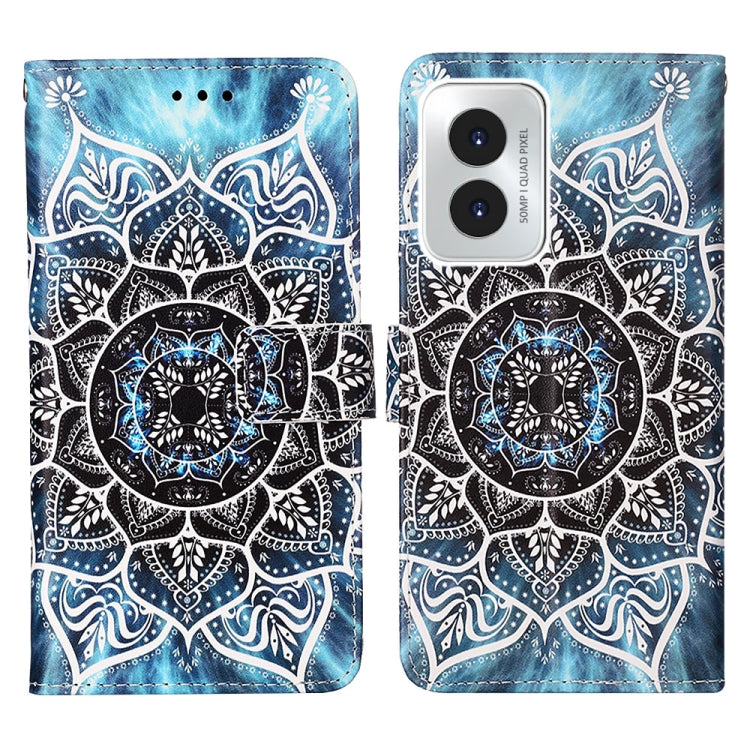 For Motorola Moto G Play 4G 2024 Colored Drawing Pattern Plain Weave Leather Phone Case(Undersea Mandala) by buy2fix