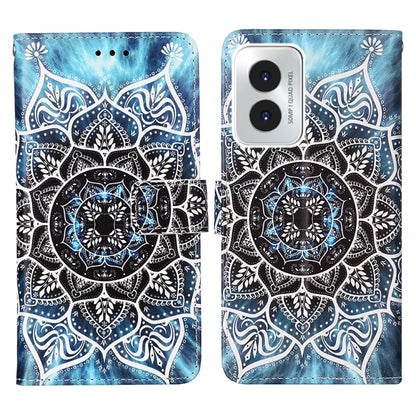 For Motorola Moto G Play 4G 2024 Colored Drawing Pattern Plain Weave Leather Phone Case(Undersea Mandala) by buy2fix