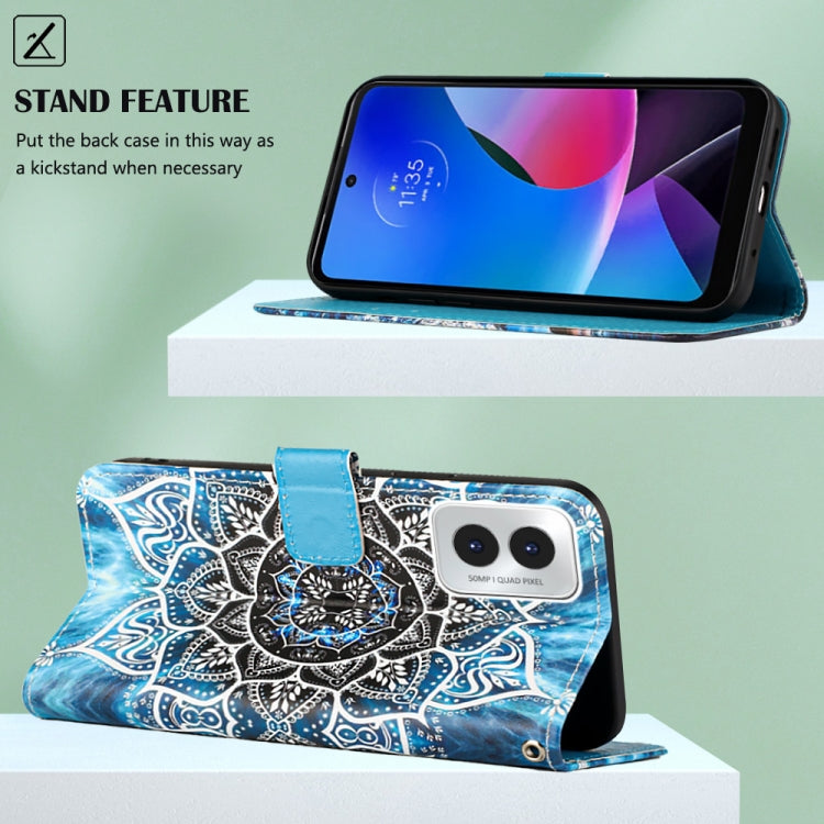 For Motorola Moto G Play 4G 2024 Colored Drawing Pattern Plain Weave Leather Phone Case(Undersea Mandala) by buy2fix