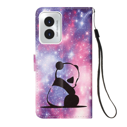 For Motorola Moto G Play 4G 2024 Colored Drawing Pattern Plain Weave Leather Phone Case(Baby Panda) by buy2fix