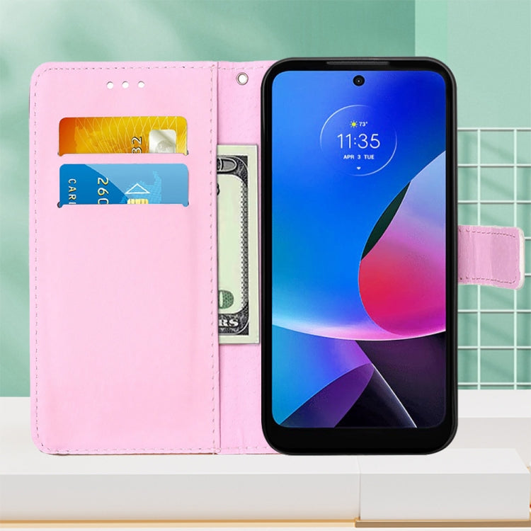 For Motorola Moto G Play 4G 2024 Colored Drawing Pattern Plain Weave Leather Phone Case(Baby Panda) by buy2fix