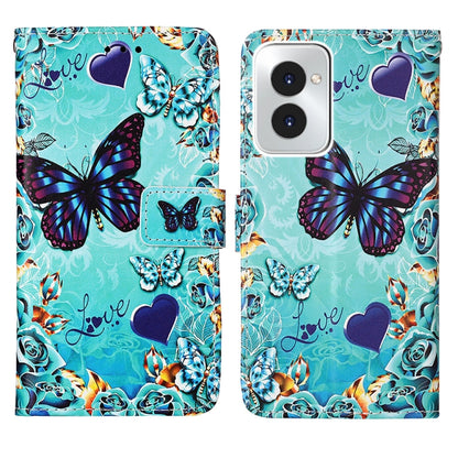 For Motorola Moto G Power 5G 2024 Colored Drawing Pattern Plain Weave Leather Phone Case(Caring Butterfly) by buy2fix